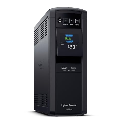 CyberPower CP1500PFCLCD mini-tower UPS with color LCD and USB charge ports