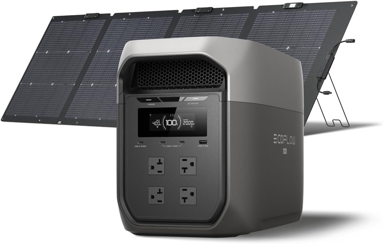 EcoFlow DELTA 3 Max portable power station with fold-out 220 watt solar panel