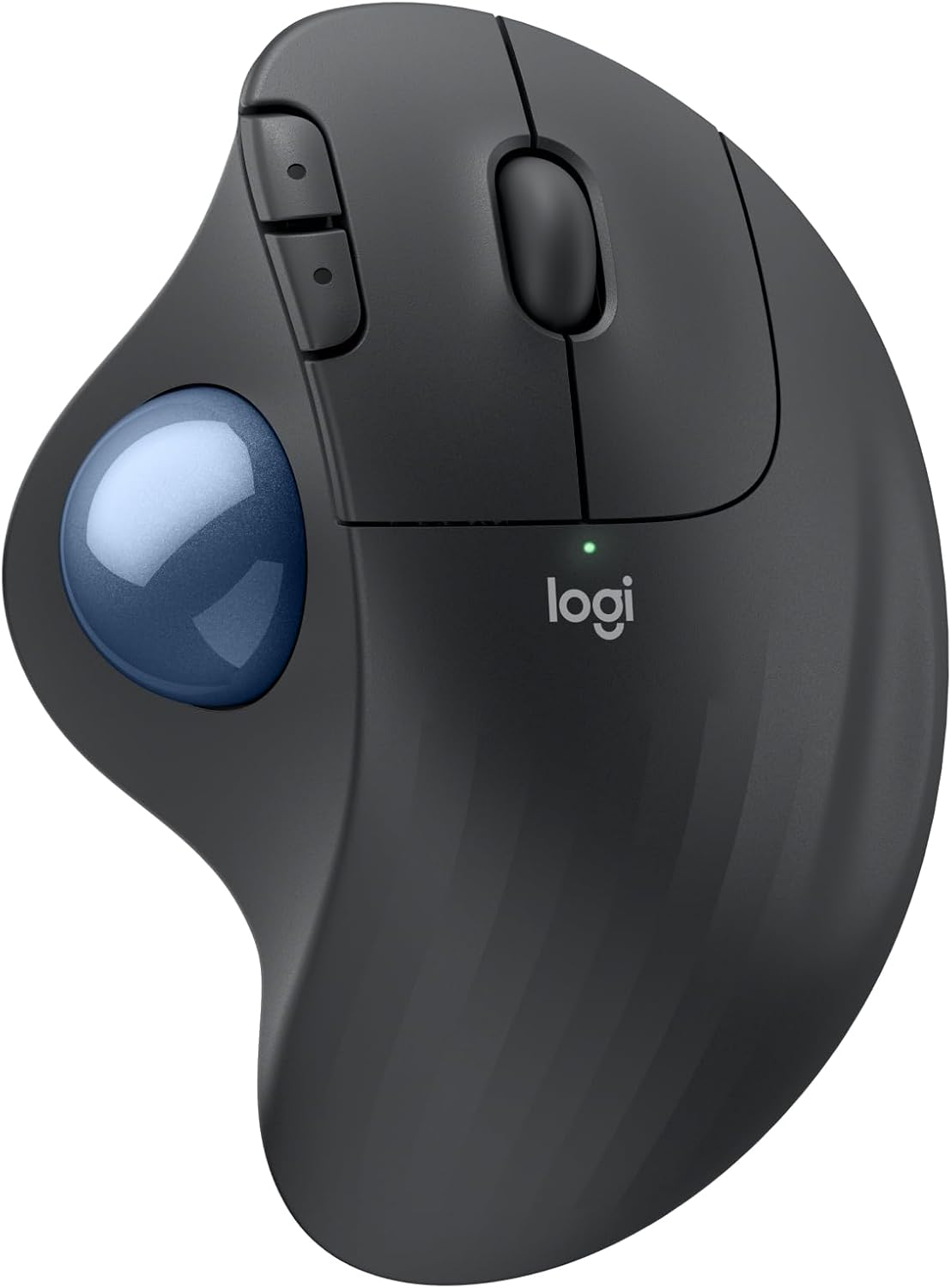 Logitech Ergo M575S wireless trackball mouse in graphite with a blue ball