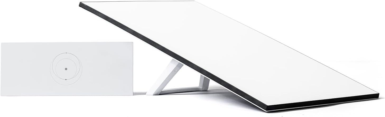 Starlink Standard Kit Gen 3 dish on kickstand with rectangular Gen 3 Wi-Fi router